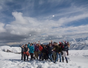 Daily winter snowshoe hiking tour to Ara mountain